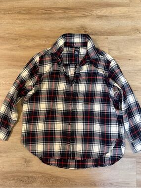 GAP Women's Big Flannel Shirt Red & Navy Blue Plaid Size L